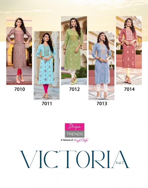 Kajal Victorias Vol 7 By Diya Trends Embroidery Kurti Collection